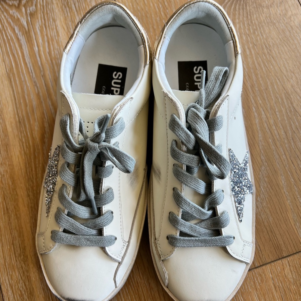 Golden “Goose” Sneakers white leather silver mirror size 38 new in box
